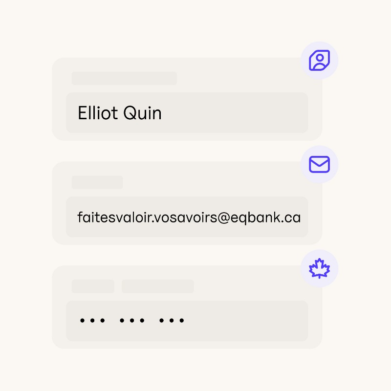 Image simplifiée de l’écran d’inscription à la Banque EQ.