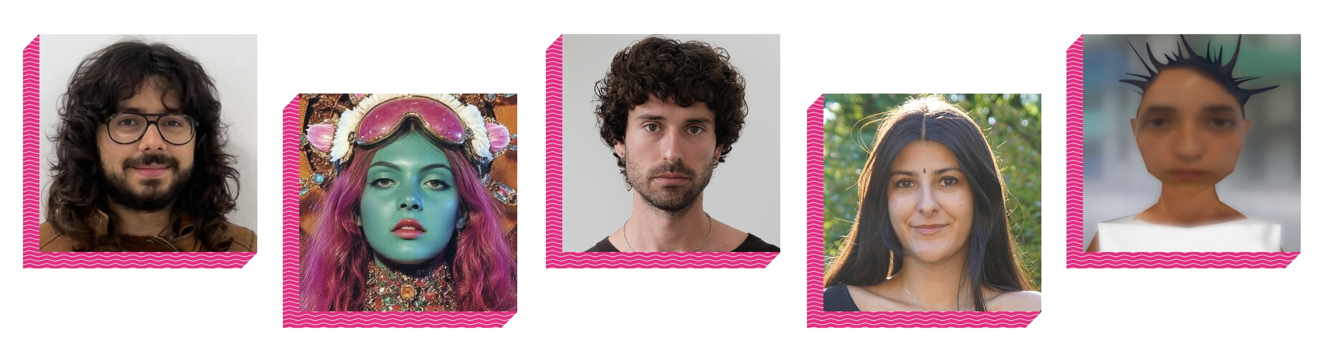 Faces of the five recipients of the 2025 Emerging Digital Artists Award (EDAA)