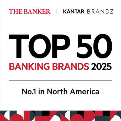 Logo of Top 50 Banking Brands 2025 by The Banker and Kantar brands