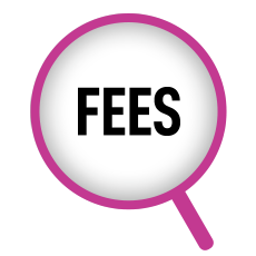 magnifying glass with word “FEES” within it