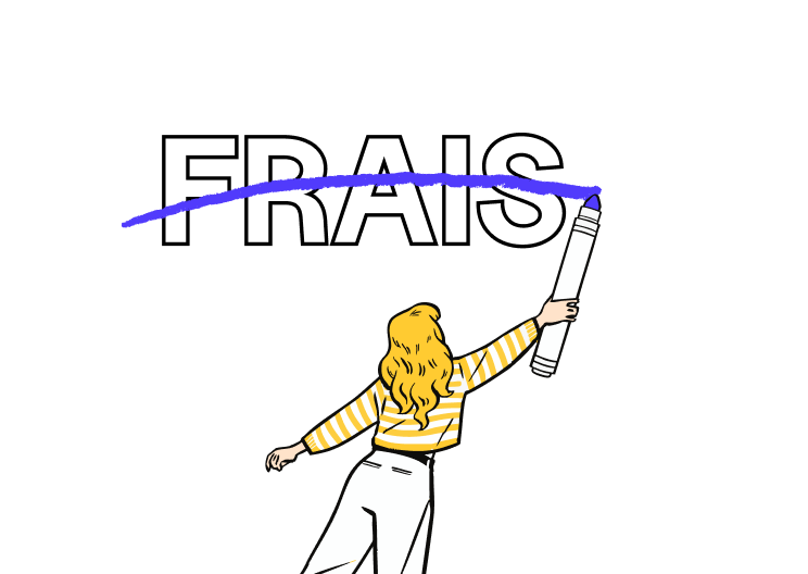 Illustration d’une femme tenant un énorme marqueur pour biffer le mot « FRAIS ».