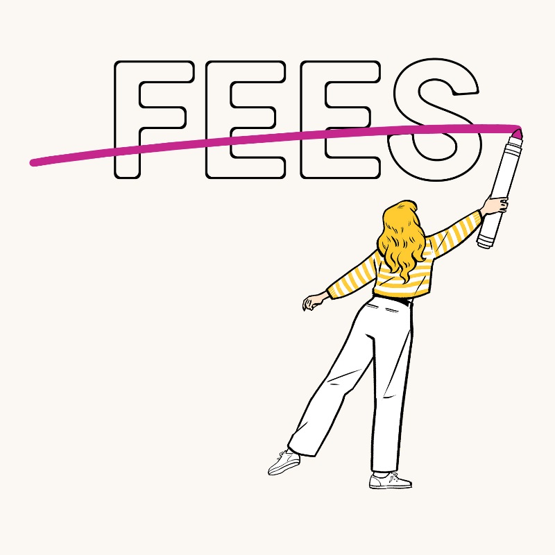 Illustration of woman using a large pencil striking out the word