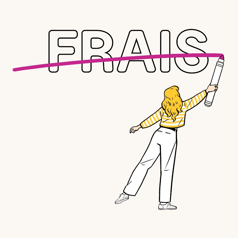 Image d’une femme utilisant un gros crayon pour biffer le mot « FRAIS ».