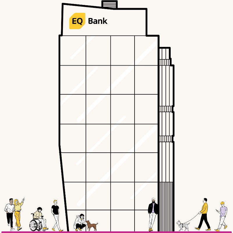Illustration of EQ Bank building.