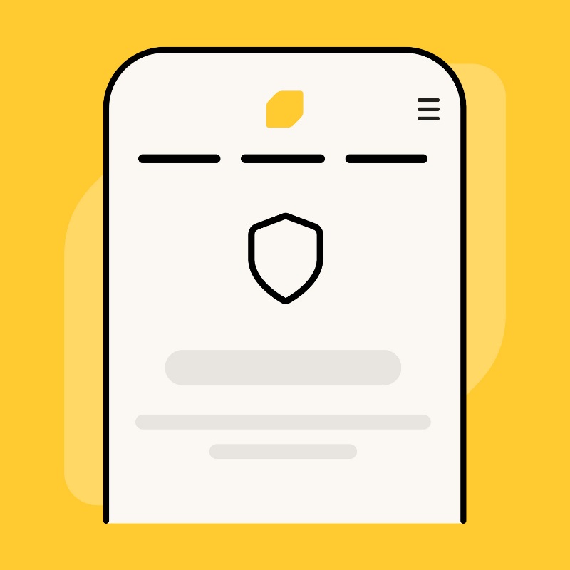 Simplified illustration of EQ Bank app phone screen showing an icon of a shield.