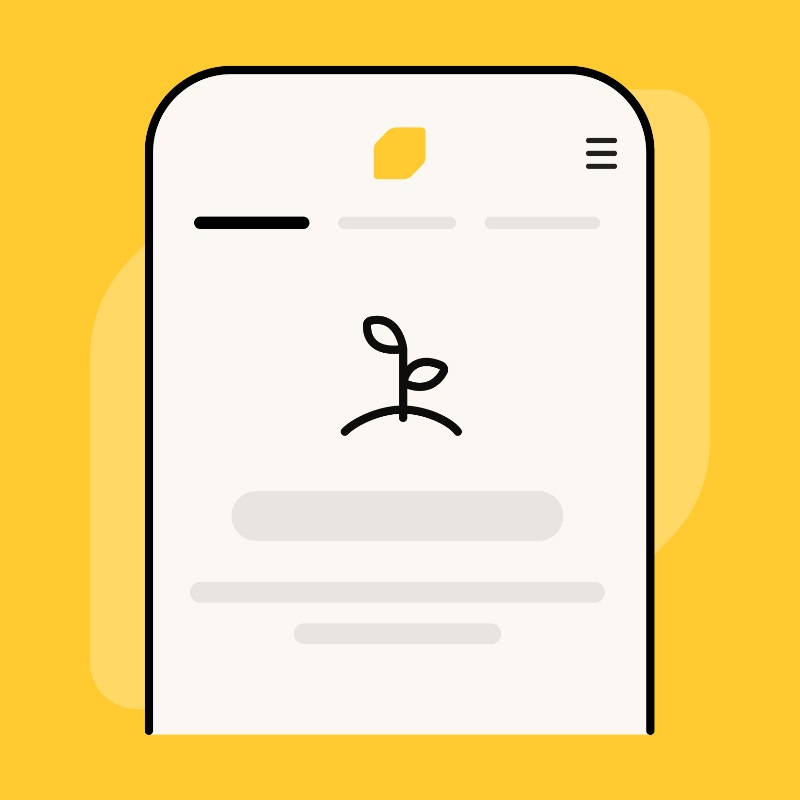 Simplified illustration of EQ Bank app phone screen showing an icon of an umbrella.