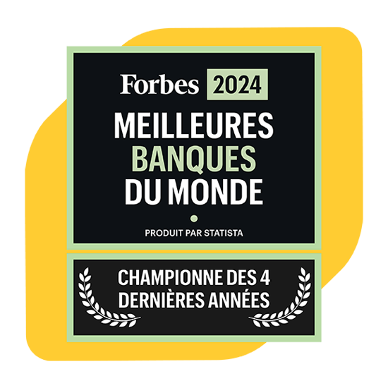 Un badge Forbes indiquant les meilleures banques du monde Forbes 2024