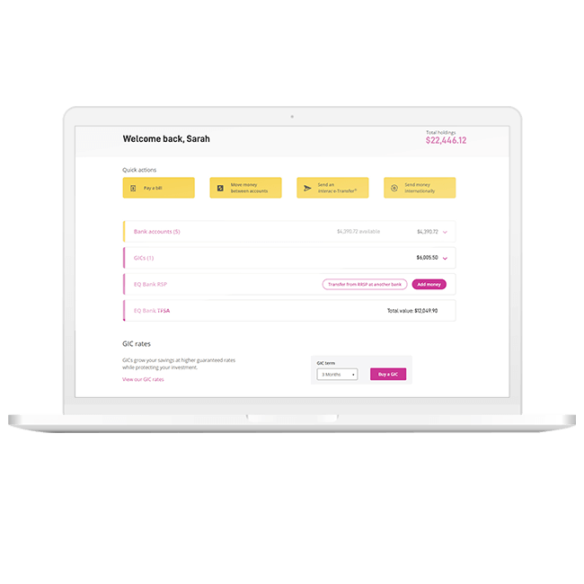 Screenshot of intuitive digital banking interface