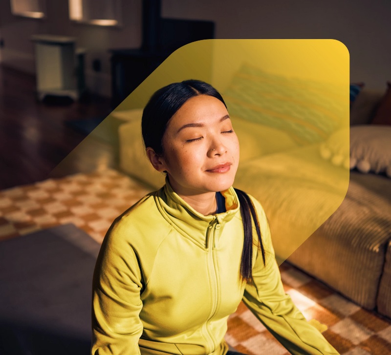 Woman relaxed in her living room