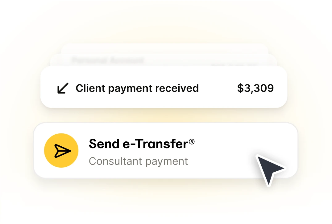 An illustration of Interac e-Transfers® being sent and received into a Business Account