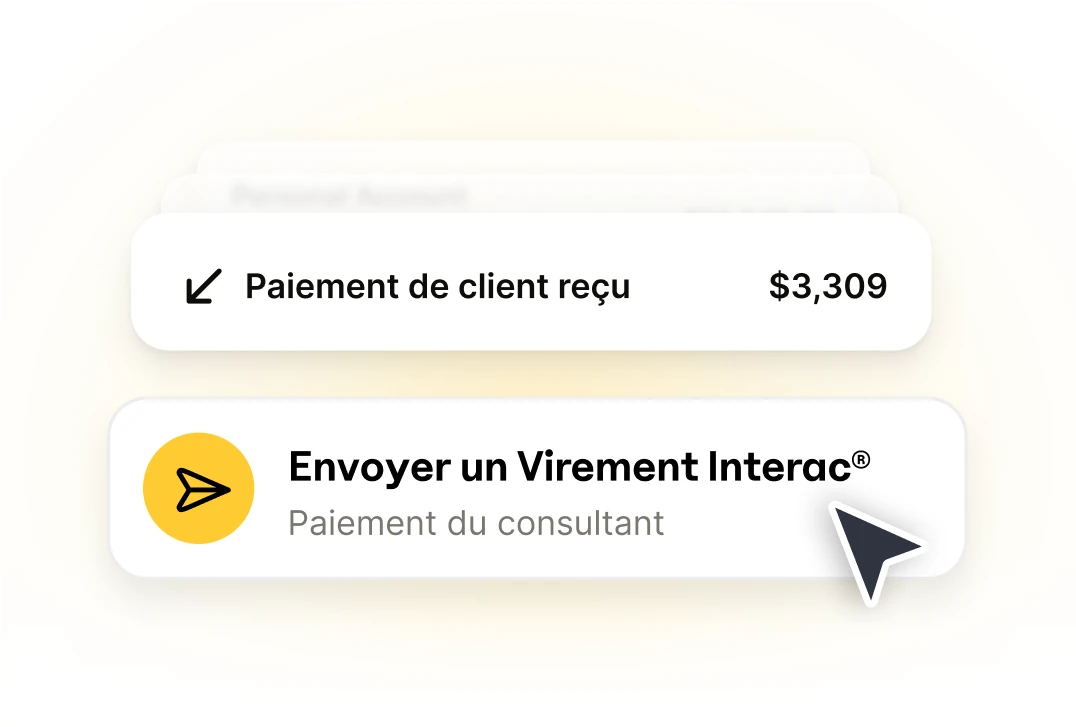 Une illustration de l’envoi et de la réception de Virements InteracMD dans un Compte pour entreprises